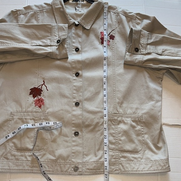 Shipshe-2X-tan-button down, lighter weight, long sleeve, Embroidered fall jacket - Picture 13 of 15